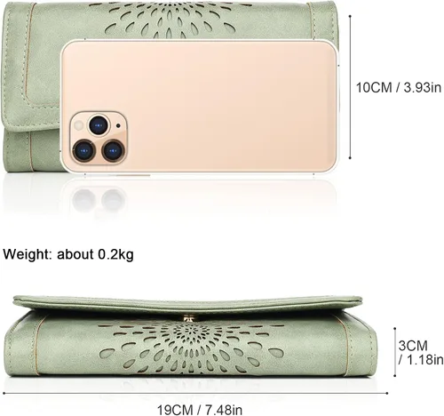 Miniatura 4 de Aphison - Cartera larga de cuero suave RFID para mujer, con caja de regalo