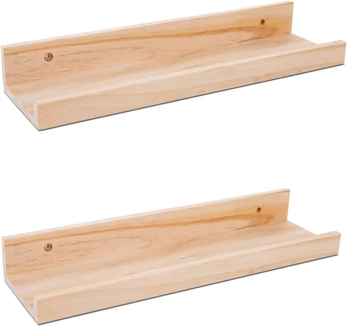 Miniatura 14 de Estantes flotantes negros para pared de 24 pulgadas con reborde, repisa moderna para cuadros, estantes de pared para fotos, decoración