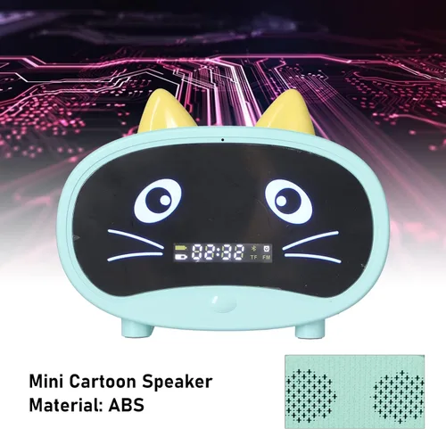 Miniatura 5 de Altavoz Bluetooth, radio despertador pequeña para dormitorios, alarma doble, pantalla LED, bonito diseño de oreja de gato compatible con memoria