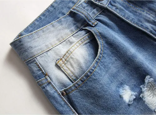 Miniatura 6 de Jeans rasgados para hombre, ajustados, ajuste regular, pierna cónica, desgastados, pantalones de mezclilla para hombre con agujero