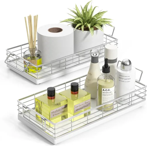 Miniatura 8 de Cesta de papel higiénico de acacia, bandeja de 13 pulgadas para almacenamiento de artículos de aseo en la parte superior del inodoro, organizador