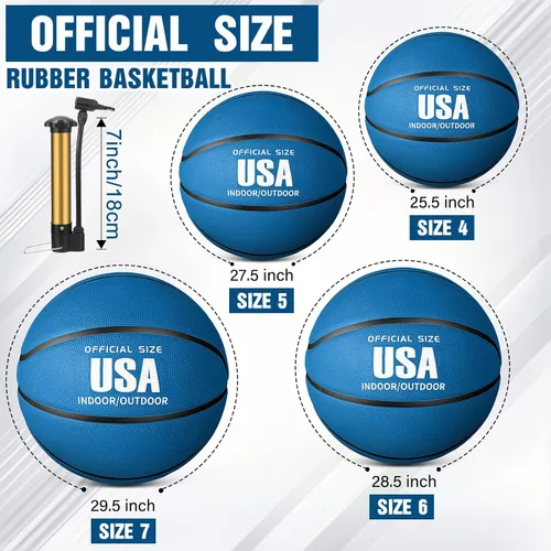 Miniatura 2 de Jenaai 6 Pelotas de Baloncesto de Goma Tamaño Oficial a Granel Pelotas Callejeras Multicolor Pelotas de Baloncesto con Bomba Juego de Baloncesto