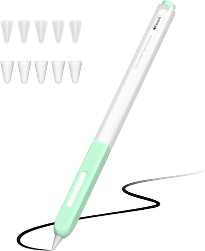 Miniatura 10 de Funda compatible con Apple Pencil Pro / Apple Pencil de 2ª generación, silicona translúcida duotone, [con 10 puntas de silicona] (negro)