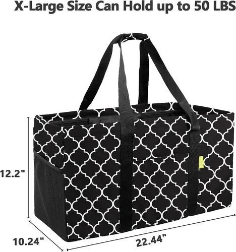 Miniatura 2 de BeeGreen Black Lantern - Bolsa grande plegable para mujer, con asas de transporte, espaciosa bolsa de almacenamiento de comestibles