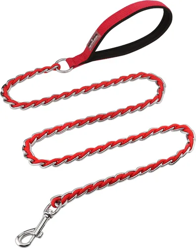 Miniatura 18 de Correa de cadena para perro a prueba de mordidas para perros medianos y grandes, cadena de eslabones antimasticación de 5.2 pies/4 pies, fuerte