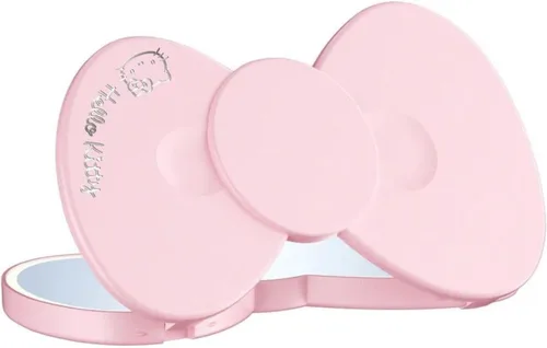 Miniatura 4 de Impressions Vanity - Espejo compacto LED con lazo de Hello Kitty, bonito espejo de maquillaje de viaje de doble cara, botón táctil suave con apagado