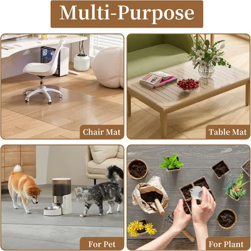Miniatura 6 de Tapete para silla de oficina para suelo de madera dura, 36 x 48 pulgadas, paquete de 2 alfombrillas para sillas para suelos duros, tapete protector