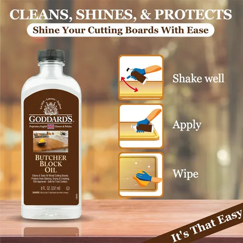 Miniatura 3 de Goddard's Aceite de bloque de carnicero, aceite mineral de grado alimenticio para tabla de cortar madera, limpia e hidrata utensilios de cocina