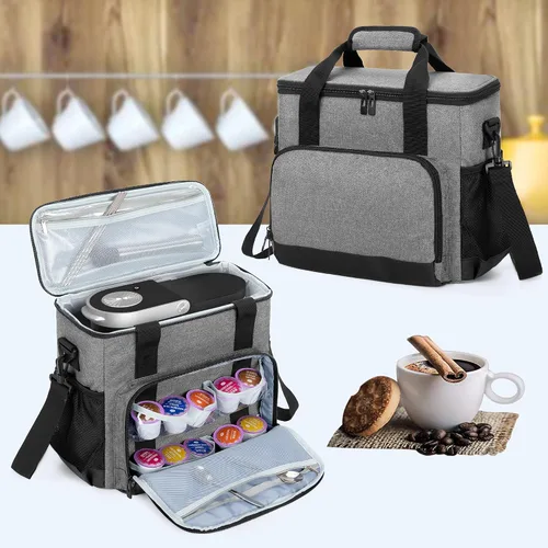 Miniatura 7 de CURMIO Bolsa de transporte para cafetera compatible con Keurig K-Mini o K-Mini Plus, bolsa de viaje para cafeteras de una sola porción para cápsulas