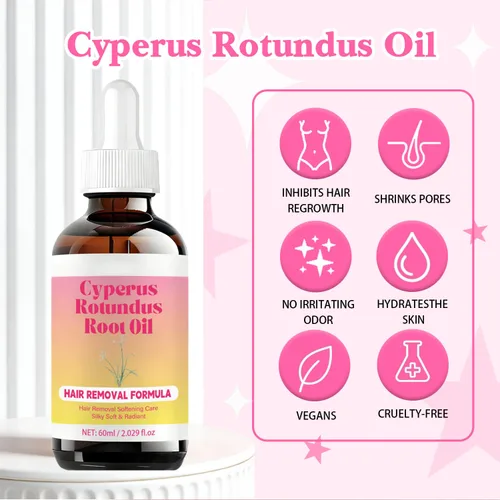 Miniatura 3 de Aceite Cyperus Rotundus, fórmula de depilación, cuidado de la inhibición del cabello, sedoso y suave, fórmula natural ideal para hombres y mujeres