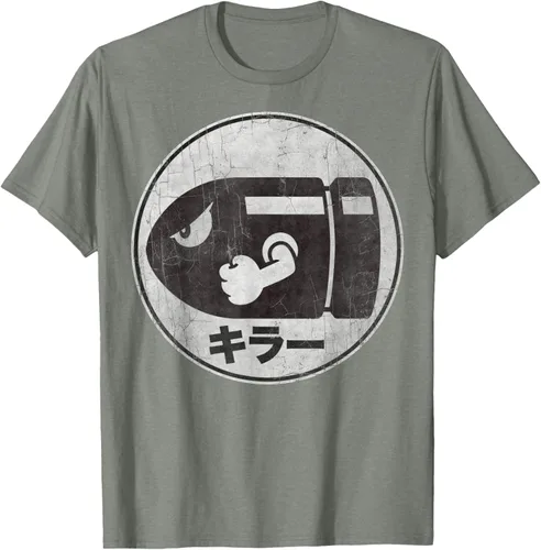Miniatura 27 de Super Mario Camiseta con logotipo de Bullet Bill Distressed en Kanji