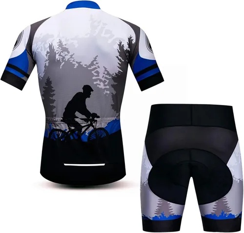 Miniatura 2 de JPOJPO - Maillot de ciclismo para hombre, manga corta + 5D acolchado pantalones cortos verano de secado rápido S-3XL