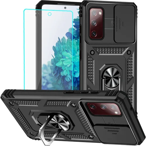 HNHYGETE Funda para Galaxy S20 FE 5G con protector de pantalla: [grado militar de 20 pies probada en caídas] anillo a prueba de golpes para Samsung