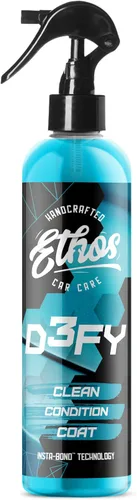 Ethos Defy - Revestimiento de cerámica 3 en 1 - Spray y cera para lavado de autos sin agua - Spray de cera para auto lavado sin necesidad de lavado
