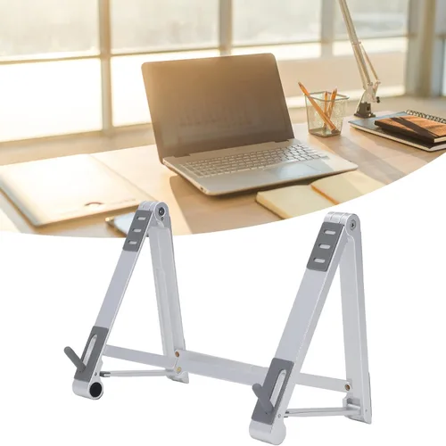 Miniatura 8 de Foldable Laptop Stand, Portable Multi Height Adjustable Ergonomic Laptop Stand for Mobile Phone Tablet Laptop Aluminum Alloy Silicone (Silver)