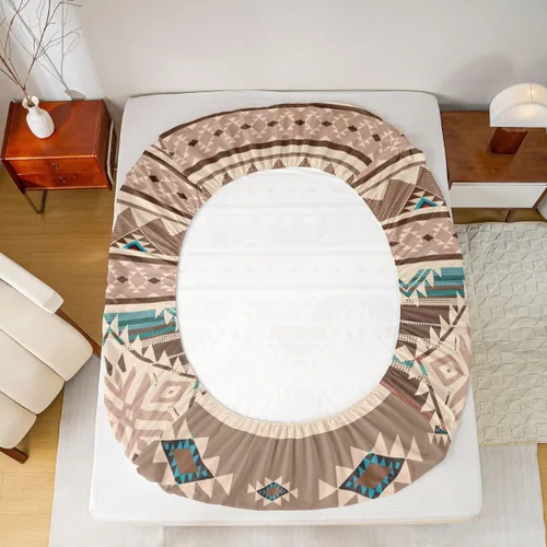 Miniatura 3 de Juego de ropa de cama occidental tamaño individual, sábanas aztecas, estilo nórdico exótico, bohemio, sábana bajera ajustable de tribu india