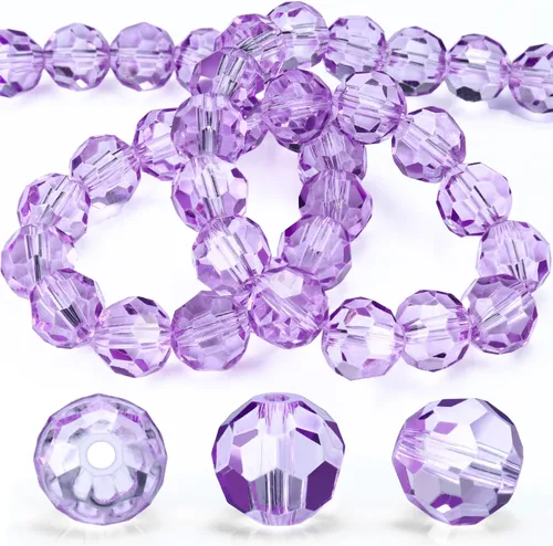 Miniatura 26 de Dowarm 100 cuentas redondas de cristal de 0.315 pulgadas para la fabricación de joyas, cuentas de cristal Rondelle facetadas para manualidades