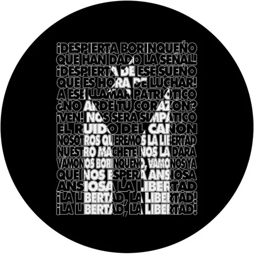 Miniatura 3 de La Borinquena Himno Revolucionario Black Flag Puerto Rico PopSockets - Agarre y soporte para teléfonos y tabletas, Negro