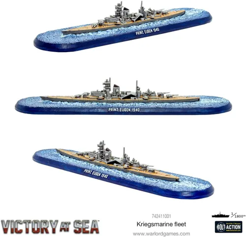 Miniatura 8 de Warlord Victory at Sea - Flota alemana Kriegsmarine para victoria en el mar, acorazado de mesa de la Segunda Guerra Mundial, kit de plástico