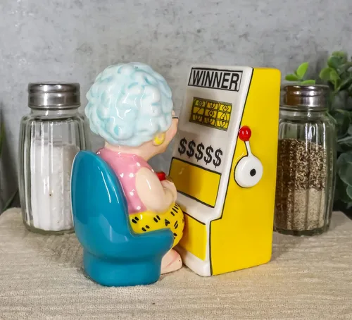 Miniatura 8 de Ebros Gift Casino Jackpot Ganador Máquina Tragamonedas Y Abuela Juego Reina Salero Y Pimentero Cerámica Estatuilla Magnética Set Cocina Comedor Mesa