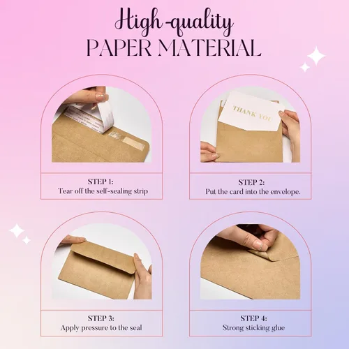 Miniatura 4 de ACSTEP Paquete de 100 sobres A4 de 4-1/4 x 6-1/4 pulgadas, autoadhesivos, papel kraft marrón de 4 x 6 pulgadas, para bodas, invitaciones, fotos