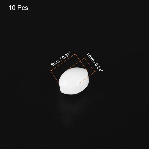 Miniatura 2 de MECCANIXITY Agitador magnético mezclador barra de agitación 8 mm (0.31 ") x6mm forma de oliva PTFE imán de revestimiento blanco para laboratorio 10