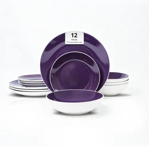 Miniatura 25 de Juego de 6 platos llanos en forma de cupé de gres de 10.5 pulgadas, muy rosa