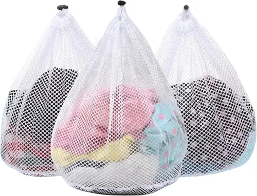 Miniatura 11 de Paquete de 5 bolsas de malla para lavandería con etiqueta de identificación, bolsas resistentes para ropa delicada, medias, ropa interior, viajes