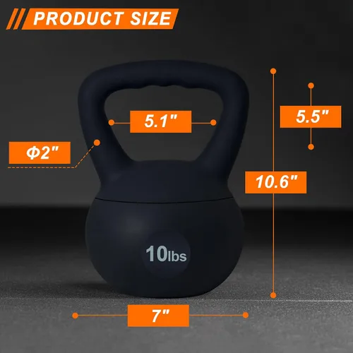 Miniatura 8 de soges Pesa rusa de PVC de una pieza con asas anchas, pesas rusas de entrenamiento de fuerza de 5 libras a 35 libras opcionales para mujeres