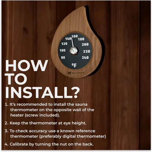 Miniatura 5 de Termómetro de sauna de madera de alta calidad, números grandes, duradero y duradero, termómetro de sauna fácil de instalar Fahrenheit