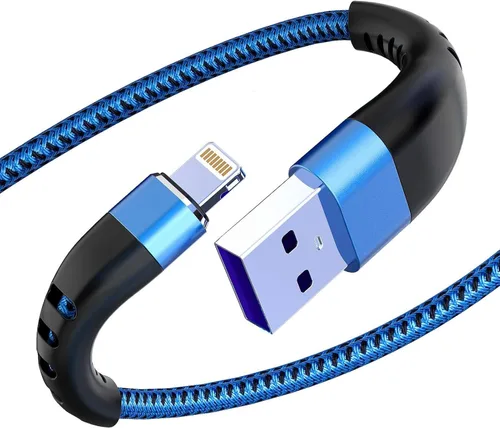 Miniatura 17 de Essri 3 cables de carga cortos de 1 pie para iPhone, con certificación MFi, cables Lightning fuertes de nailon trenzado, carga rápida USB para Azul