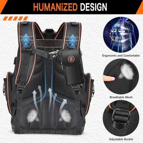 Miniatura 5 de Mochila Bolsa de herramientas - Mochila de herramientas LOKASS Organizador de herramientas resistente, mochila de herramientas HVAC resistente al