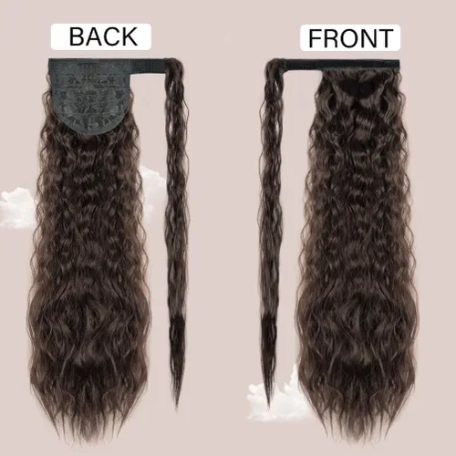 Miniatura 2 de rosmile Extensión de cola de caballo con ondas de maíz, alrededor de 26 pulgadas de largo, rizada, ondulada, extensión de cola de caballo sintética
