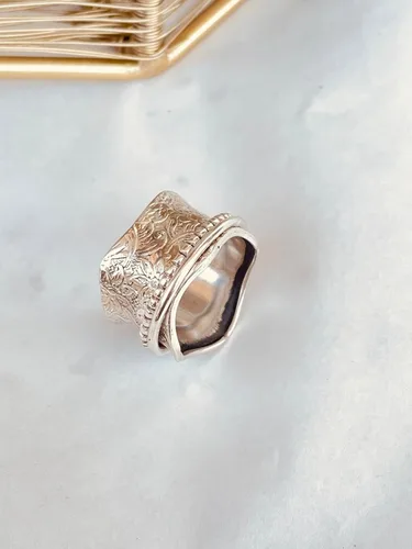 Miniatura 66 de Boho Spinner Ring, Mothers Day Gift, Silver 925 Women Ring, Sterling Silver 925 Ring, Fidget Spinner Ring,Women Silver Anxiety Ring