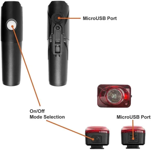 Miniatura 4 de Luces de Bicicleta BV, Super Brillantes con 5 Faros LED Delanteros y 3 Traseros, Luces de Bicicleta para Montar de Noche con Liberación Rápida, Set