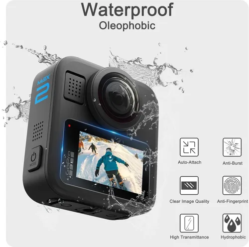 Miniatura 8 de FiTSTILL Protector de pantalla de vidrio templado para Go Pro MAX2/MAX360 2025/MAX Fusion (2019), resistente a los arañazos, pantalla LCD de vidrio