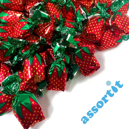 Miniatura 6 de Caramelos duros de fresa rellenos de pulpa de fruta real, 3 libras, Bon Bon Bons con sabor a fresa rellenos de pulpa de fresa real, surtido