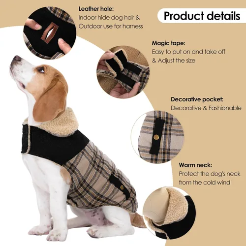 Miniatura 2 de Abrigo de invierno para perros pequeños, chaqueta sólida para cachorros, abrigo cálido para mascotas para clima frío, prendas acolchadas resistentes