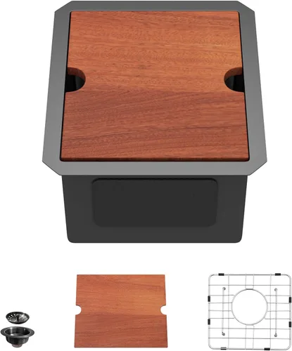 Miniatura 12 de Fregadero Dcolora de 30 Pulgadas para Instalación Bajo Encimera Negro de Acero Inoxidable Fregadero de Cocina Bajo Encimera Estación de Trabajo