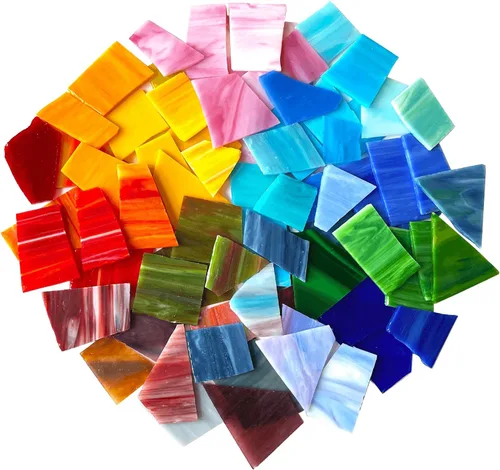 Miniatura 9 de LITMIND Restos de vitrales iridiscentes de 2.2 libras de colores mixtos, azulejos de mosaico irregulares y piezas rotas para arte de vidrieras