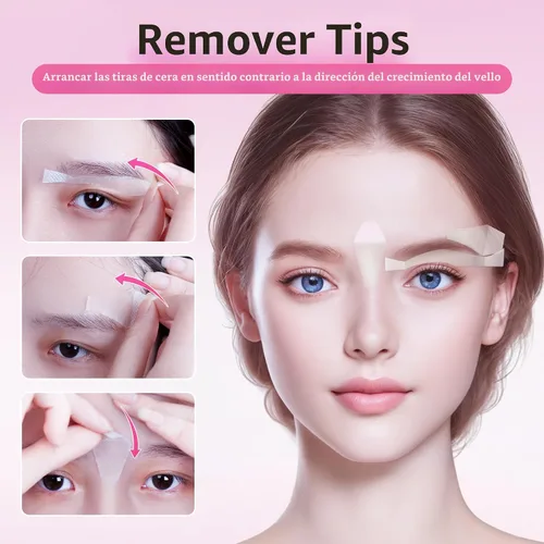 Miniatura 5 de Beauty7 Kit de tiras de cera facial para depilación – Tiras de cera de cejas en casa – 24 tiras, 4 toallitas de aceite calmante para todo