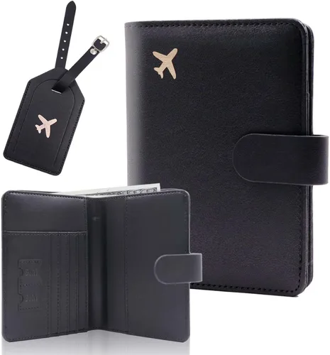 Miniatura 18 de Melsbrinna Rfid - Soporte para pasaporte para mujeres y hombres, juego de etiqueta de maleta de viaje, bonita cartera de pasaporte con ranuras