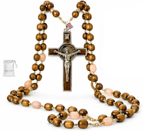 Miniatura 8 de Rosario italiano con bendición apostólica del Papa León XIV – Collar católico de cuentas grandes para espejo de coche, Primera Comunión, regalo