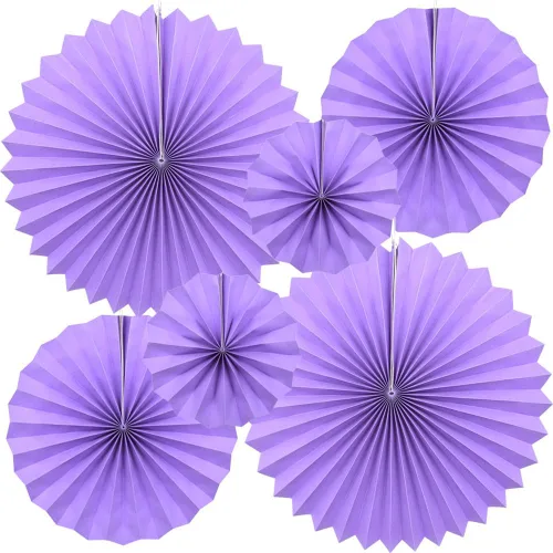 Miniatura 12 de CEEYSEE Paquete de 6 abanicos de papel colgantes redondos para decoración de fiestas, cumpleaños, bodas, eventos de graduación (azul/SLANS)