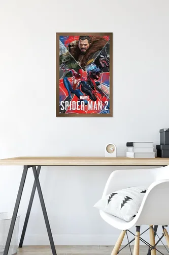 Miniatura 6 de Trends International Marvel's Spider-Man 2 - Póster de pared de grupo, 22.4 pulgadas de largo x 14.7 pulgadas, versión enmarcada en bronce Versión