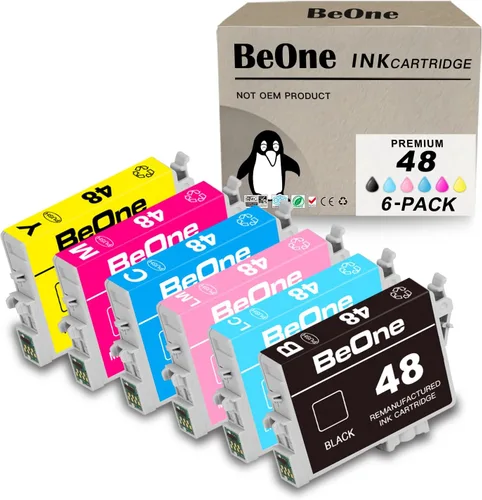 BeOne Cartuchos de tinta T048 remanufacturados de repuesto para Epson 48 T048 para usar con impresora Epson Stylus Photo R200 R220 R300 R300M R320