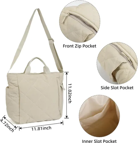 Miniatura 3 de Bolso de mano acolchado grande para mujer, ligero, acolchado, bolso de hombro acolchado, bolso cruzado acolchado de nailon