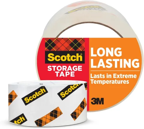 Cinta de embalar de almacenamiento y movimiento de larga duración Scotch, Transparente 1