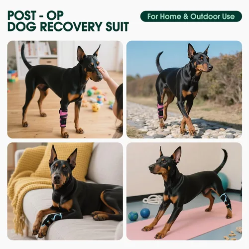 Miniatura 5 de Kuoser Soporte de pierna de perro pequeño, envoltura de compresión para patas delanteras y traseras, rodillera ajustable para perro, soporte