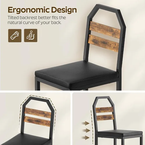 Miniatura 4 de YATINEY CY02L4BR - Sillas de comedor, sillas de cocina con soporte trasero, asiento tapizado y patas de metal, para cocina, sala de estar, marrón